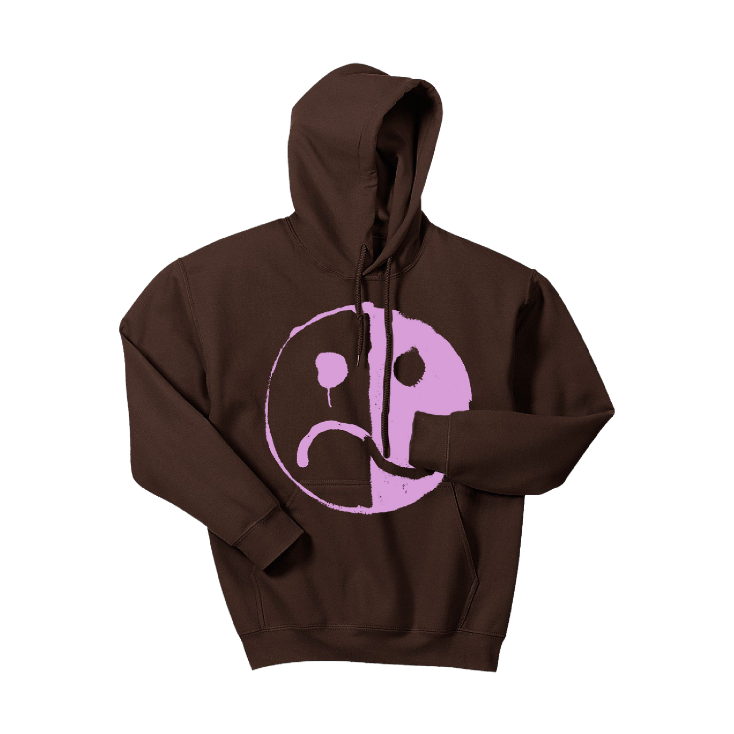 BROWN SMILE/FROWN PULLOVER HOODIE