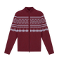 A maroon knit sweater with white geometric patterns and Fall Out Boy logo from the official UK merchandise