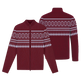 Maroon and white patterned knit sweater with diamond motifs zip up from official fall out boy uk store